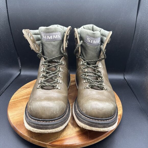 Simms Freestone Wade Boots Mens Size 10 Brown Leather Fly Fish Felt Sole main image 6